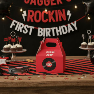 Vinyl Record Rock and Roll Birthday Red Gable Favour Box