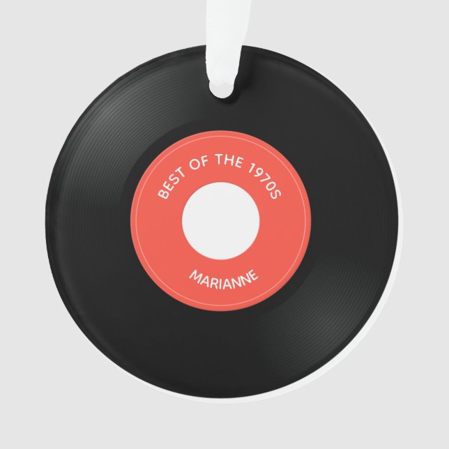 Vinyl Record Single "45" Design Acrylic Ornament (Front)