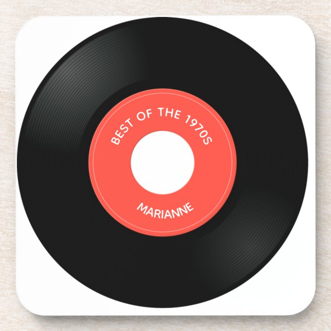 Vinyl Record Single "45" Design Beverage Coaster (Front)
