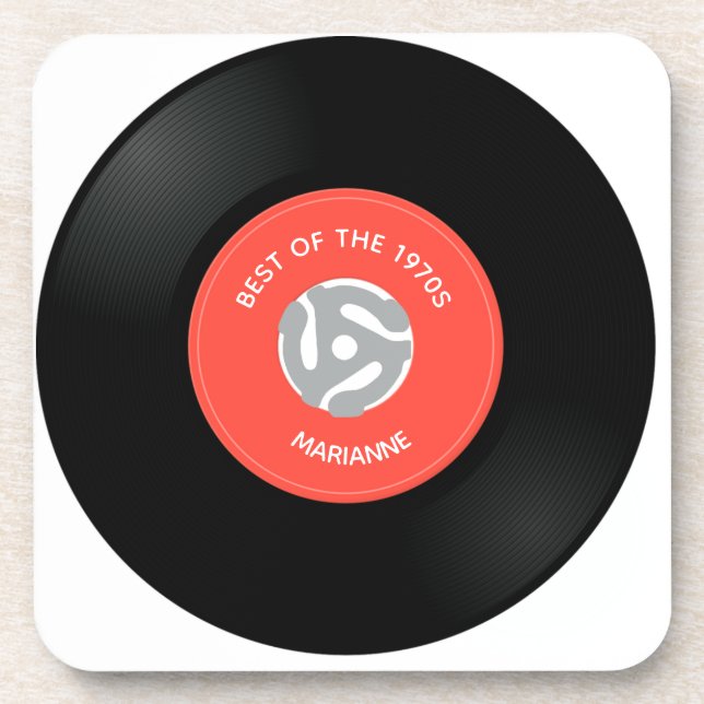 Vinyl Record Single "45" Design Beverage Coaster (Front)