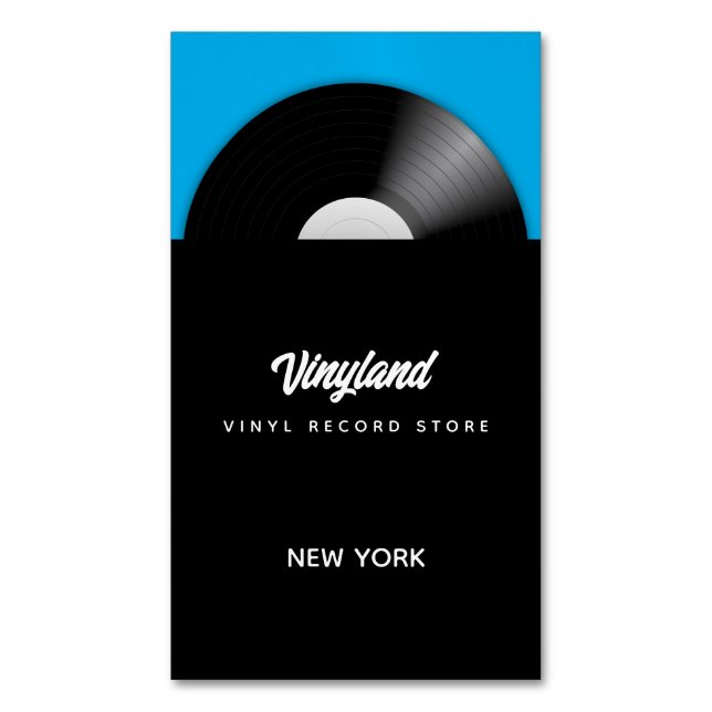 Vinyl Record Store Magnetic Business Card (Front Vertical)