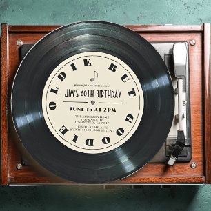 Vinyl Record Tan Photo 60th Birthday Invitation