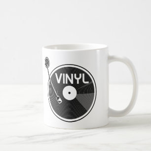 Vinyl Record Turntable Black and White Coffee Mug