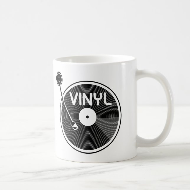 Vinyl Record Turntable Black and White Coffee Mug (Right)