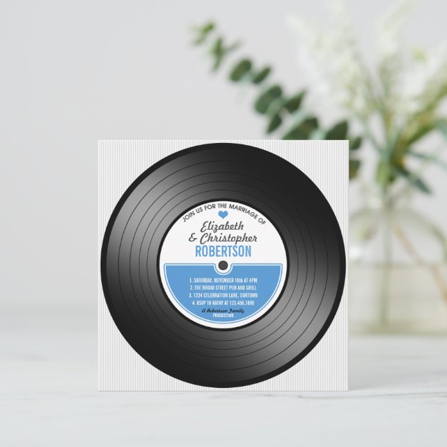 Vinyl Record Wedding Celebration Invitation (Standing Front)