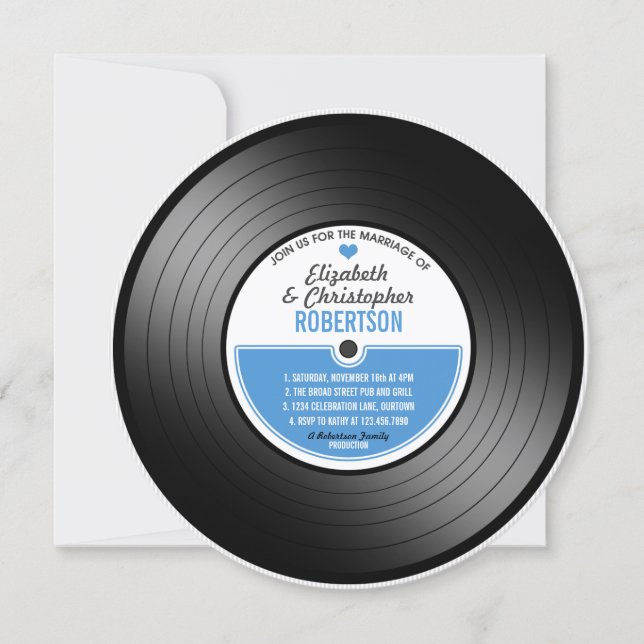 Vinyl Record Wedding Celebration Invitation (Front)
