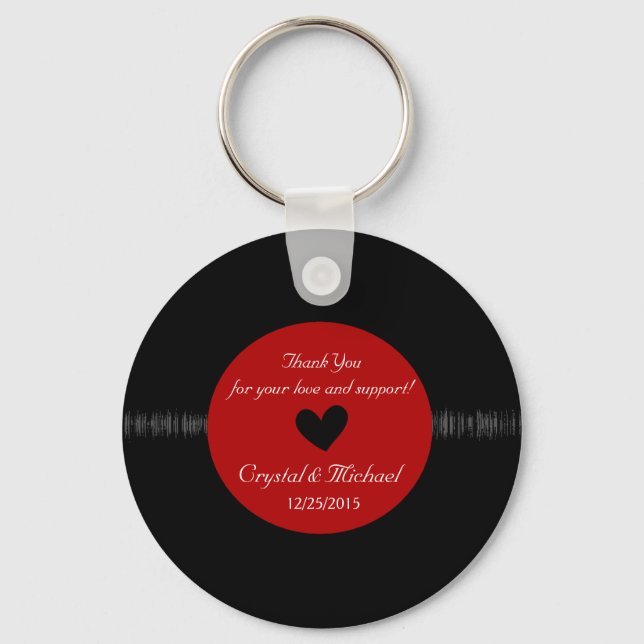 Vinyl Record Wedding Favour Personalised Key Ring (Front)