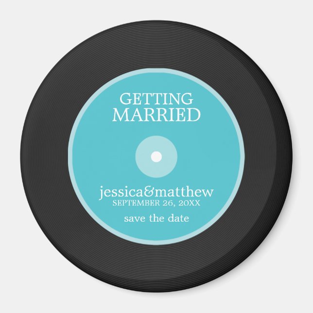 Vinyl Record Wedding Save the Date Magnet (Front)