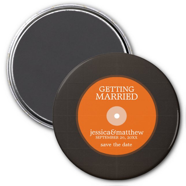 Vinyl Record Wedding Save the Date Magnet (Front)
