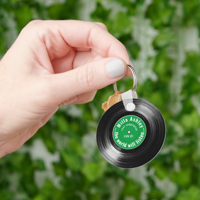 vinyl record with name promo Keychain (Hand)