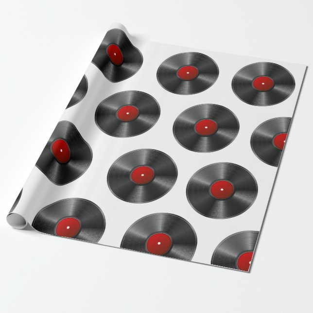 VINYL RECORDS DESIGN WRAPPING PAPER (Unrolled)