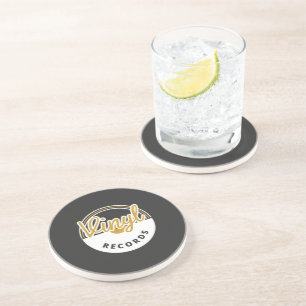 Vinyl records gold coaster