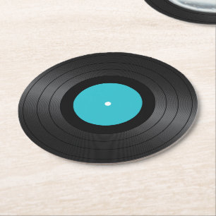 Vinyl Records Images Round Paper Coaster