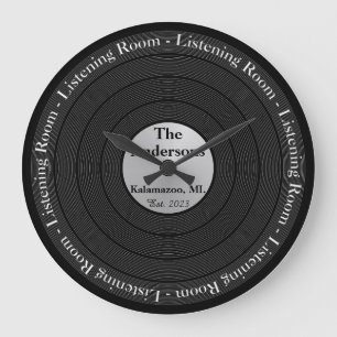 Vinyl Records Listening Room Wall Clock
