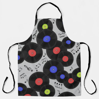 Vinyl Records: Music Note Pattern Apron