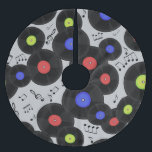 Vinyl Records: Music Note Pattern Brushed Polyester Tree Skirt<br><div class="desc">Seamless pattern with vinyl records and notes.
Music Revival: Dancing Notes and Vinyl Magic!
Spin Those Vinyl Records with Style!
background,  pattern,  abstract,  illustration,  texture,  decor,  technology,  paper,  fashion,  vintage,  music,  retro,  circle,  black,  seamless,  fabric,  ornament,  old,  modern,  plate</div>