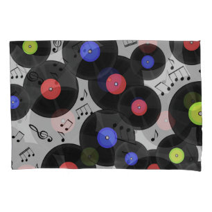 Vinyl Records: Music Note Pattern Pillowcase