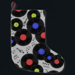 Vinyl Records: Music Note Pattern Small Christmas Stocking<br><div class="desc">Seamless pattern with vinyl records and notes.
Music Revival: Dancing Notes and Vinyl Magic!
Spin Those Vinyl Records with Style!
background,  pattern,  abstract,  illustration,  texture,  decor,  technology,  paper,  fashion,  vintage,  music,  retro,  circle,  black,  seamless,  fabric,  ornament,  old,  modern,  plate</div>