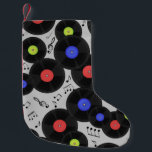 Vinyl Records: Music Note Pattern Small Christmas Stocking<br><div class="desc">Seamless pattern with vinyl records and notes.
Music Revival: Dancing Notes and Vinyl Magic!
Spin Those Vinyl Records with Style!
background,  pattern,  abstract,  illustration,  texture,  decor,  technology,  paper,  fashion,  vintage,  music,  retro,  circle,  black,  seamless,  fabric,  ornament,  old,  modern,  plate</div>