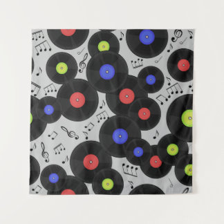 Vinyl Records: Music Note Pattern Tapestry