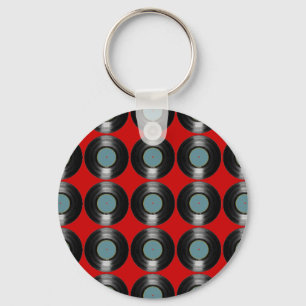 vinyl records pattern key ring