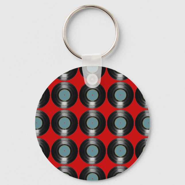 vinyl records pattern key ring (Front)