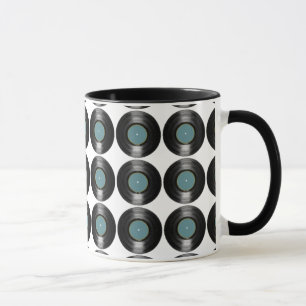 vinyl records pattern mug