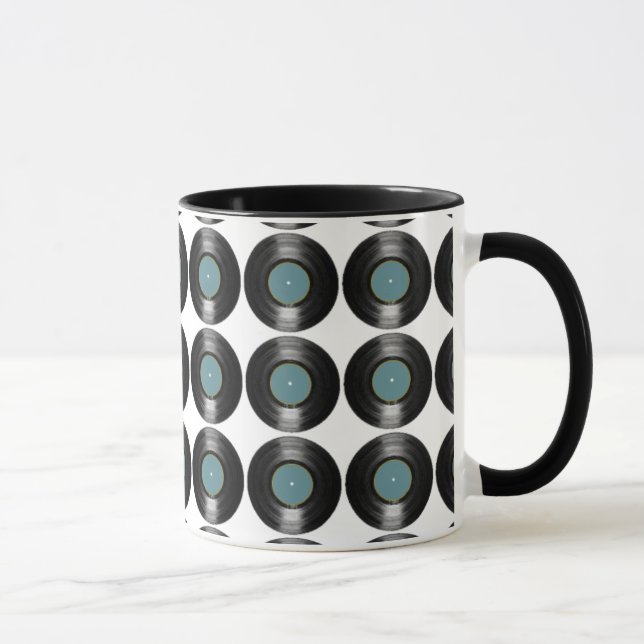 vinyl records pattern mug (Right)