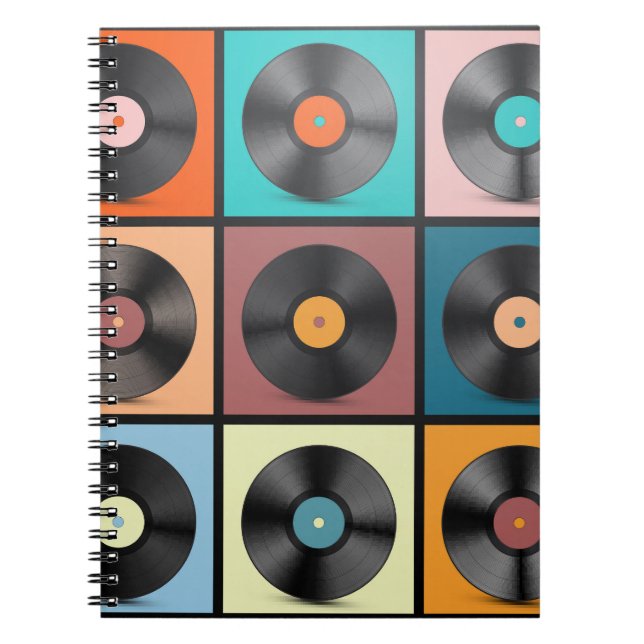 Vinyl records: retro LP set. Notebook (Front)
