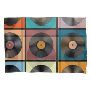 Vinyl records: retro LP set. Pillowcase