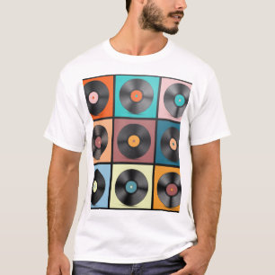 Vinyl records: retro LP set. T-Shirt