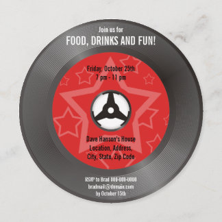 Vinyl Retro Party Red Invitation