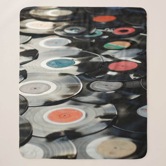 Vinyl retro plastic old black sherpa blanket (Front)