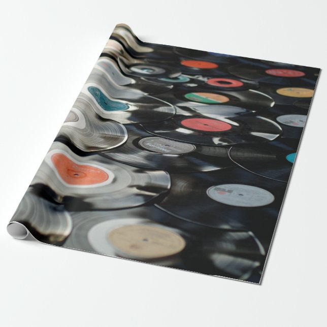 Vinyl retro plastic old black wrapping paper (Unrolled)