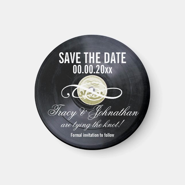 Vinyl save the date PERSONALIZE Magnet (Front)