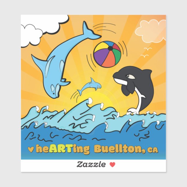 Vinyl Sticker - Playing Cetaceans - Buellton.Art  (Sheet)