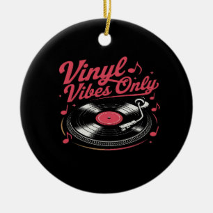 Vinyl Vibes Only - Retro Record Player Design Ceramic Tree Decoration