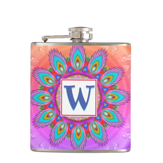 Vinyl wrapped custom hip flask psychedelia (Front)