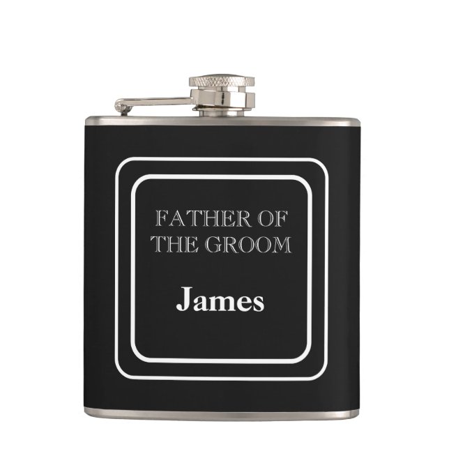 Vinyl Wrapped Flask-Father of Groom Hip Flask (Front)