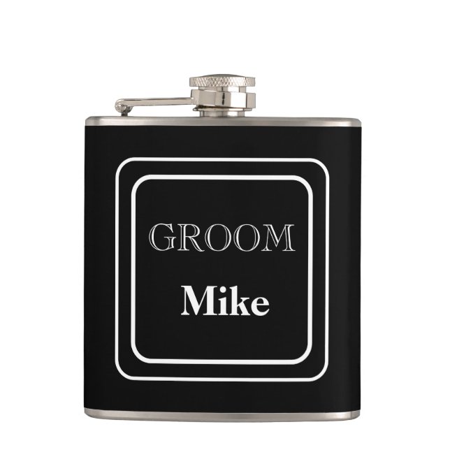 Vinyl Wrapped Flask-Groom Hip Flask (Front)