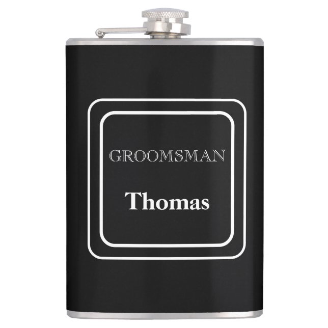 Vinyl Wrapped Flask-Groomsman Hip Flask (Front)