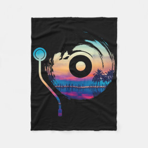 Vinyls Lp Record - Summer Beach Sunset Vinyl Fleece Blanket