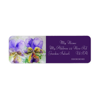 Viola Flower Watercolour Return Address Labels