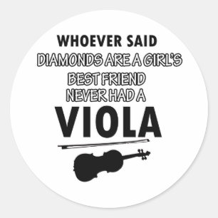 Viola music designs classic round sticker