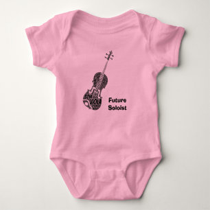 Viola Shaped Word Art Black Text Baby Bodysuit