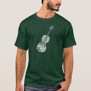 Viola Shaped Word Art White Text T-Shirt