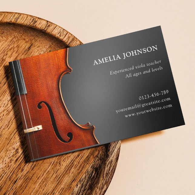 Viola Teacher Professional Musician Grey Business Card (Creator Uploaded)