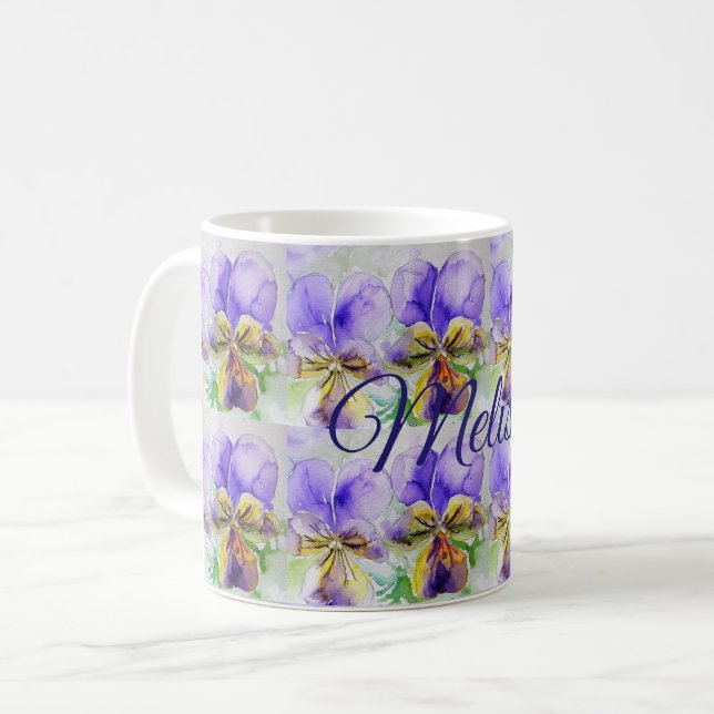 Viola Watercolor Flowers Floral Love Ladies Mug (Front Left)