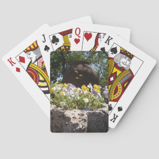 Violas In A Stone Trough. Playing Cards