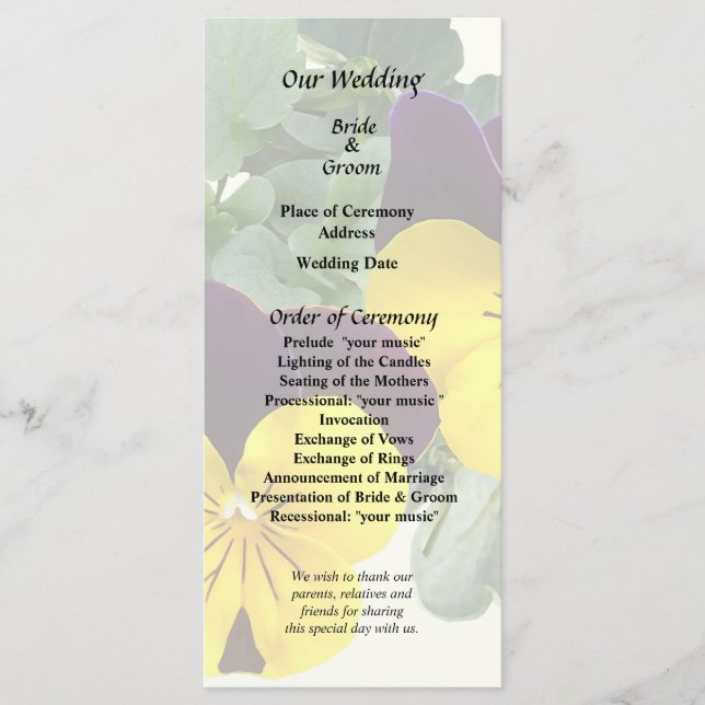 Violas Sorbet Yellow Jump Up Programme (Front)